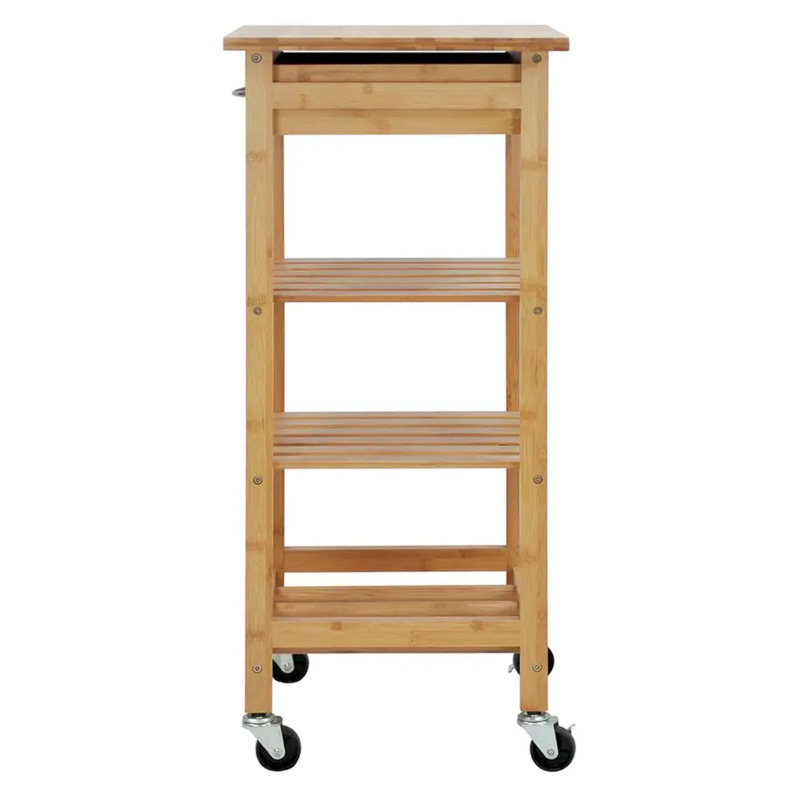 Κινητό σχεδιασμό ευρεία εφαρμογή Bamboo Kitchen Trolley είναι ιδανικό για αποθήκευση μπαμπού αποθήκευσης